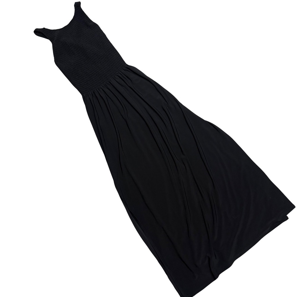 Hill House Home Nap Dress Black Smocked Maxi Cross Back S
